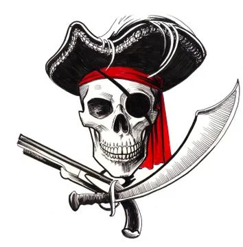 Pirate skull Illustrazione stock