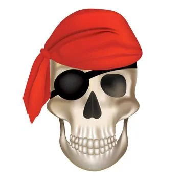 Pirate skull with red hat Stock Illustration