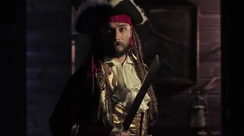 Pirate in slow motion Stock Footage 67866296
