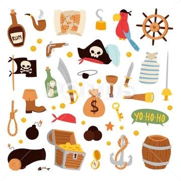 Pirate stickers icons vector Stock Illustration