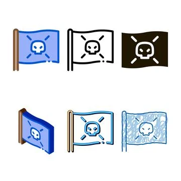 Pirate styleset flag icon vector outline Stock Illustration