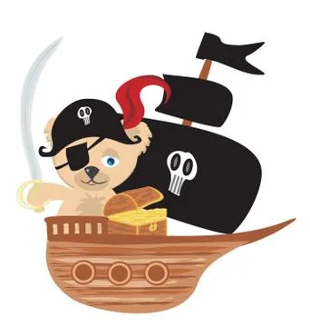 Pirate Teddy bear Stock Illustration