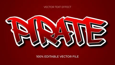 Pirate text effect editable spray and graffiti paint text style Stock Illustration
