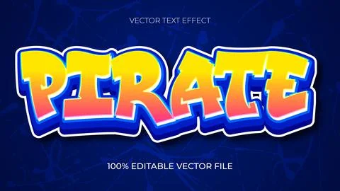 Pirate text effect editable spray and graffiti paint text style Stock Illustration