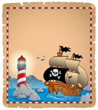 Pirate theme parchment - illustration. Ilustración de archivo