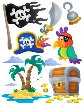 Pirate theme set - eps10 vector illustration. Stock Illustration