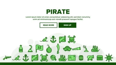 Pirate Things Landing Header Vector Ilustración de archivo