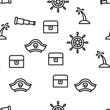 Pirate Things Vector Seamless Pattern イラスト素材