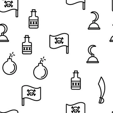 Pirate Things Vector Seamless Pattern Ilustración de archivo