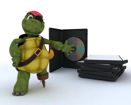 Pirate Tortoise with DVD CD and Software Stock Illustration