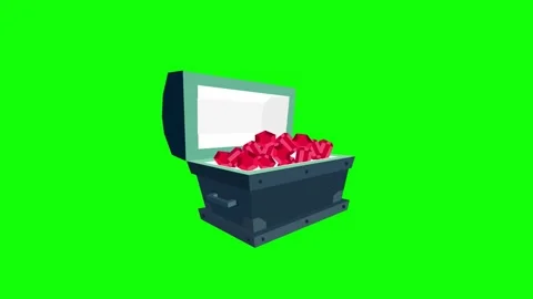Pirate treasure chests with ruby on green screen animation (Chroma key) Stock Footage 310526896