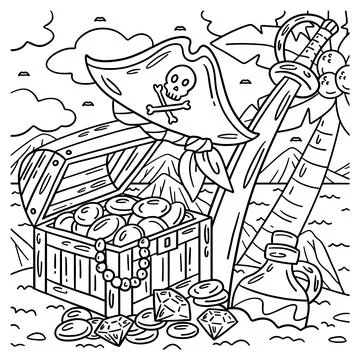 underwater treasure chest coloring page