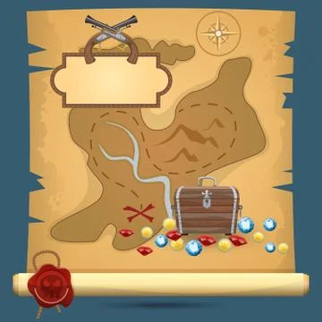 Pirate treasure map Stock Illustration