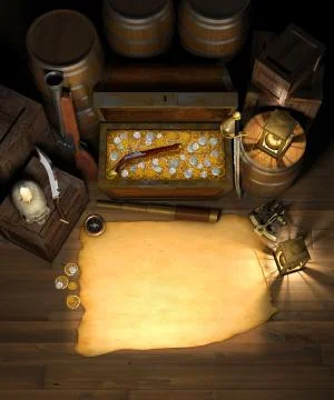 Pirate treasure &amp; map Фото