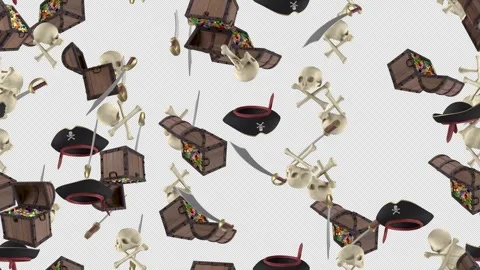 PIRATE TREASURE THEME transparent loop tile Swirl with alpha channel. This is a Stock Footage 302188457