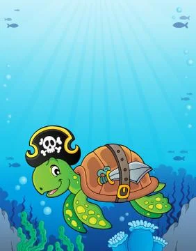 Pirate turtle theme image Illustrazione stock