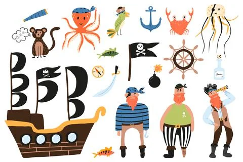 Pirate vector set. Stock Illustration
