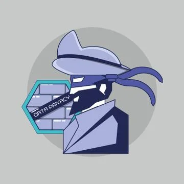 Pirate with wall data privacy Stock Illustration