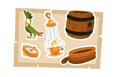 Pirates adventure icons set Stock Illustration