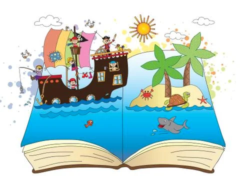 Pirates on the book Stock Illustration