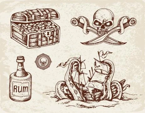 Pirates design elements Stock Illustration