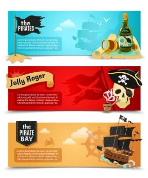 Pirates flat banners set Stock-Illustration
