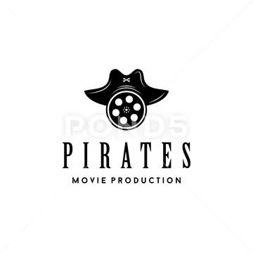 Pirates Hat with Film Reel for Movie Production Logo Design ~ Clip