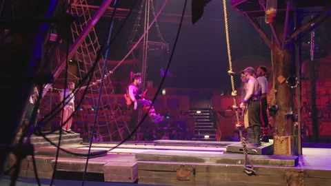 Pirates having fun and jumping on the ship Vídeos de archivo 235396028