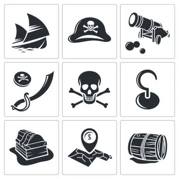 Pirates icon collection Illustrazione stock