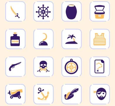 Pirates icons set Stock Illustration