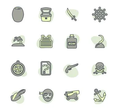 Pirates icons set Stock Illustration
