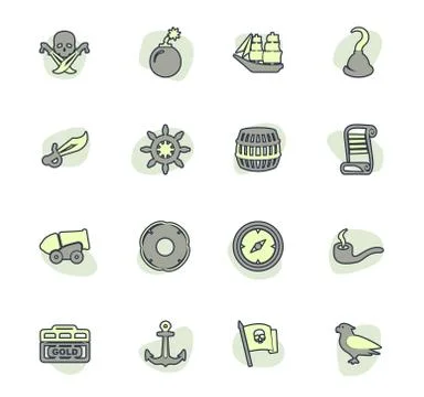 Pirates icons set 스톡 일러스트