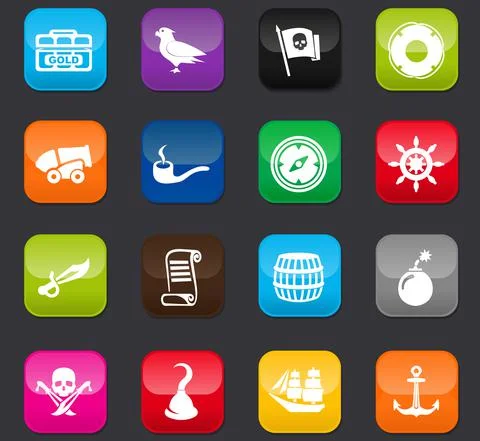 Pirates icons set Stock Illustration