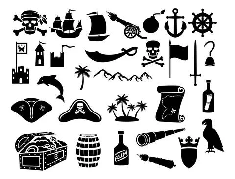 Pirates icons set Stock Illustration