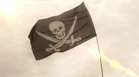 Pirates Jolly Roger Flag Stock Footage 50371631