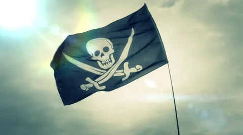 Pirates Jolly Roger Flag Stock Footage 50371704