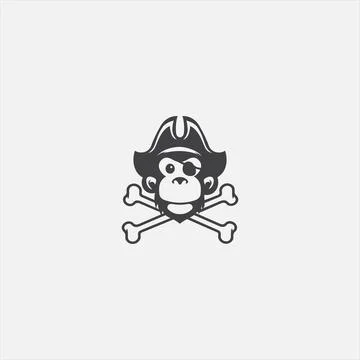 The pirates monkey vector logo 스톡 일러스트