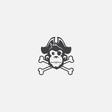 The pirates monkey vector logo 스톡 일러스트