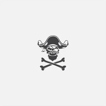 The pirates monkey vector logo 스톡 일러스트