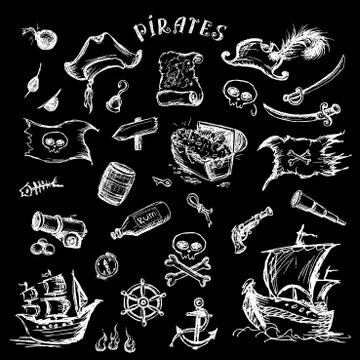 Pirates set. Stock Illustration