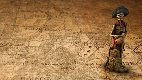 Pirates skeleton statue background Stock-Footage 80018569