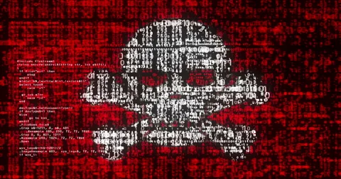 Pirates skull flag digital code Stock Footage 285248085