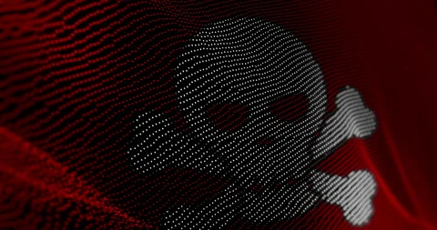 Pirates skull flag waving glitch noise Stock Footage 285247645