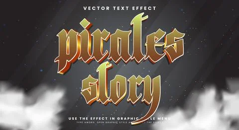 Pirates Story editable text effect template Stock Illustration