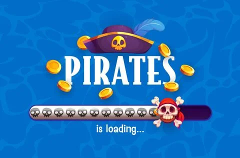 Pirates time loading screen with tricorn hat Stock Illustration