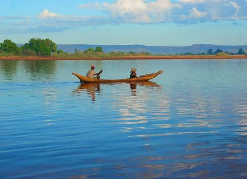 Pirogue on River Stock Photos