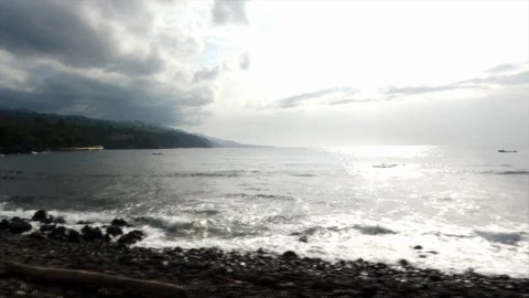 Pirogues at the shore in the evening Stock Footage 87191979