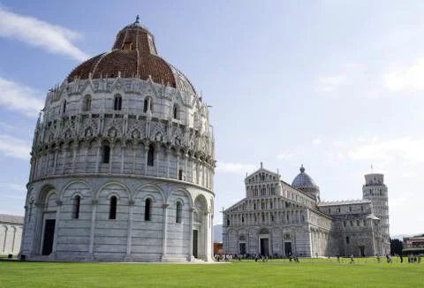 Pisa Baptistery of St. John and Pisa Cathedral in Pisa, Italy Stock Photos