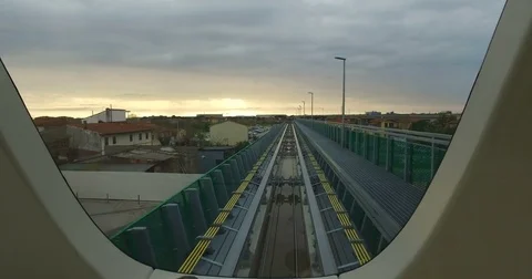 Pisa - Italy: Circa March 2017: new Pisa mover train Stock Footage