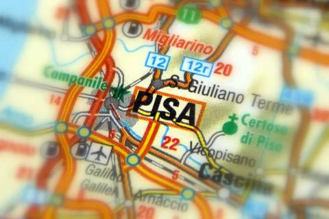 Pisa on a map Stock Photos